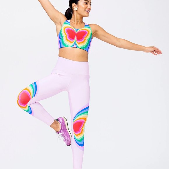 Terez NEW DuoKnit Leggings in Psychedelic Butterfly pink rainbow size XS - Picture 3 of 8